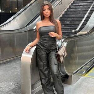 Nwt ZARA FAUX LEATHER JUMPSUIT NWT